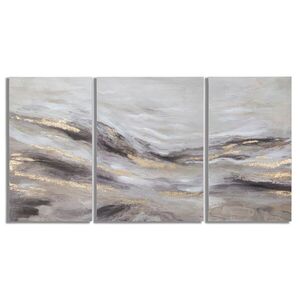 3db abztrakt vászon kép 150x80 cm, világos szürke, arany - TRIPLETS - Butopêa kép