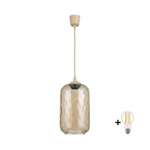 Brilagi - LED csillár kábellel R GLASS 1xE27/60W/230V átm. 14 cm bézs/füstbarna NSTK7701+TK8619A kép