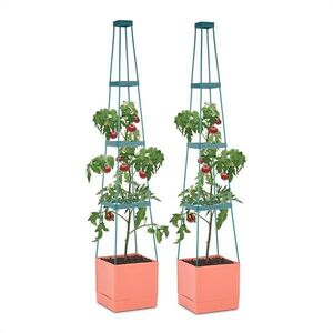 Waldbeck Tomato Tower, virágcserép paradicsomra, két darabos készlet, 25x150x25cm, rács a rögzítéshez, PP kép