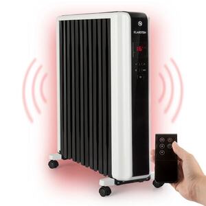 Klarstein Thermaxx 2500, olajradiátor, 2500 W, 5 - 35 °C, 24-órás időzítő, fehér/fekete kép