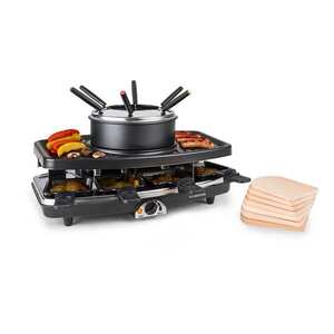 Klarstein Entrecote, 2 az 1-ben raclette grill fonduevel, 1100 W, természetes kő, 8 személyre, alátétek kép