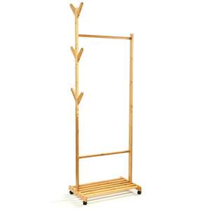 Blumfeldt Fogas polccal, ruhaállvány, 57, 5 x 173 cm, aszimmetrikus kivitelezés, bambusz kép