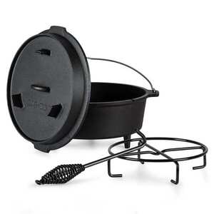Klarstein Guernsey, prémium öntöttvas edény, 12.0 barbecue edény, öntöttvas, lábacskák, XL/13, 6 l méret kép