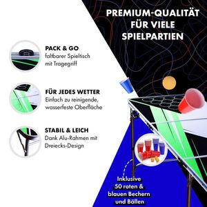 BeerCup Backspin Beer Pong, szett, asztal, lines, fogantyúk, labdatartók, 6 labda kép