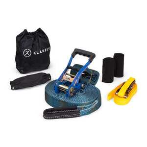 KLARFIT Antero Slackline, 15 m x 5 cm, 2, 5 m racsnis kötél, 2 x favédő, beleértve a kiegészítő slackline és hordtáskát is kép