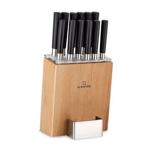 Klarstein Kitano XL, késkészlet tömbbel, 13 darabos, 12 kés, acél, luxus fa blokk kép