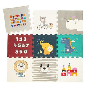 Babify Star Ibaby, Animals Baby Puzzle, szőnyeg - 1, 5 cm vastag, csúszásmentes, extra nagy, kétoldalas, vízálló, hordozható, kisgyermekeknek és csecsemőknek (165 x 165 x 1, 5 cm) kép
