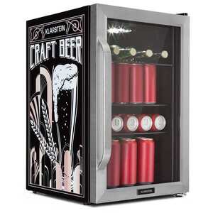 Klarstein Beersafe 70 Craft Beer Edition, hűtőszekrény, 70 liter, 3 polc, panoráma üvegajtó, rozsdamentes acél kép