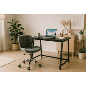 Dolgozószobai szett – összecsukható íróasztal ZARIMO 80×40 cm fekete + irodai szék AVOLA VELVET szürke kép