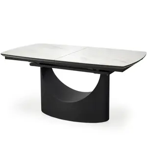 Asztall Osman 90x160 ceramika/mdf - fehér üveggolyó/fekete kép