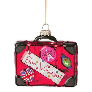 HANG ON üveg karácsonyfadísz Bon Voyage bőrönd kép