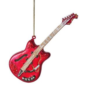 HANG ON üveg karácsonyfadísz piros elektromos gitár kép
