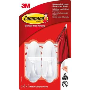3M Command™ fehér öntapadós műanyag kampók, közepes, 1300 g kapacitás, 2 darab kép