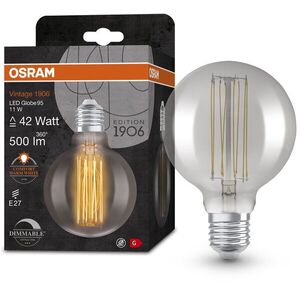 OSRAM Dimmelhető LED izzó, füstös, E27, 11 W, VINTAGE GLOBE, meleg fehér kép