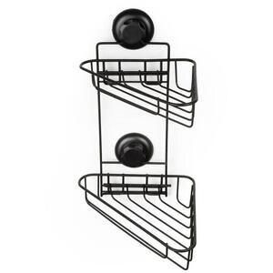 Compactor Bestlock Black Fürdőszobai sarokpolc, 2 szintes, fúrás nélkül, akár 12 kg teherbírás kép