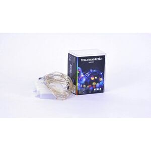 Tesla - nano fényfüzér 50LED, RGB, 5 m + 30 cm-es kábel, 3x AA elem, időzítő, IP44 kép