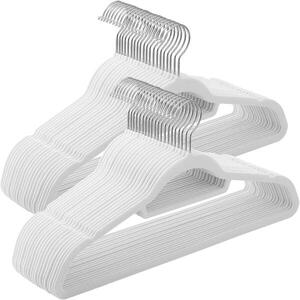 SONGMICS bársony vállfa, fehér, forgó akasztó, 50 db, 43×22×0, 6 cm kép