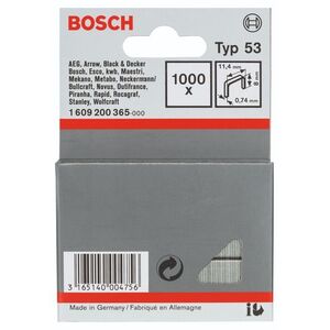 Bosch 1609200365 tűzőkapocs vékony drótos tűzőgépekhez, 53-as típus 11, 4 × 0, 74 × 8 mm kép