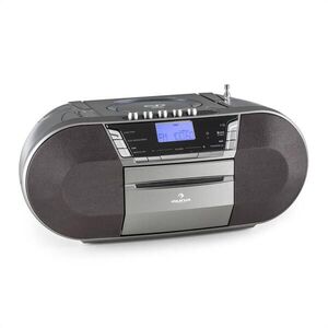 Auna Jetpack, szürke, hordozható boombox, USB, CD, MP3, FM, elemekkel üzemeltethető kép