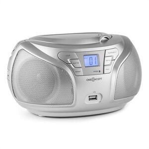 OneConcept Groovie RD boombox, bluetooth, CD, FM, AUX, MP3, ezüst kép