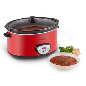 Klarstein Bankett Slow Cooker, piros, 320 W, lassú főzőedény, digitális, 6, 5 liter kép