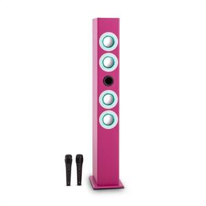 OneConcept Tallgirl karaoke hangfal, bluetooth, USB, SD, MP3, FM, AUX, 2 mikrofon kép