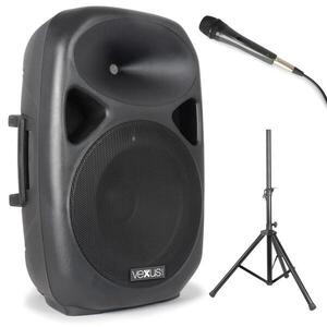 Vexus SPS152 PA hangfal készlet, max. 600 W, bluetooth, USB, SD, MP3, AUX, állvány, mikrofon kép