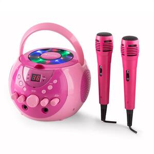 Auna SingSing, hordozható karaoke rendszer, LED, elemekkel üzemeltethető, 2 x mikrofon kép