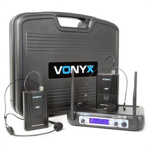Vonyx WM512H, 2 csatornás UHF adó rendszer, övre tehető adó, kijelző kép