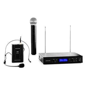 Auna Pro VHF-400 Duo 3, 2 csatornás VHF vezeték nélküli mikrofon, 1x vevőkészülék + 1x kézi mikrofon + 1x headset mikrofon kép