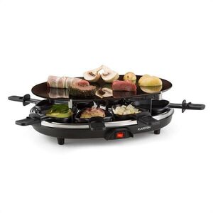 Klarstein Blackjack, fekete, raclette grillsütő, 8 személyes, üvegkerámia, nemesacél kép