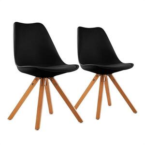 OneConcept Onassis, fekete, kagylóüléses szék, 2 darabos készlet, retro, kárpitozott, nyírfa kép