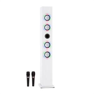 OneConcept TALLBOY, FEHÉR, KARAOKE HANGFAL, AKKUMULÁTOR, BLUETOOTH, USB, SD, MP3, FM, AUX, 2 X MIKROFON kép