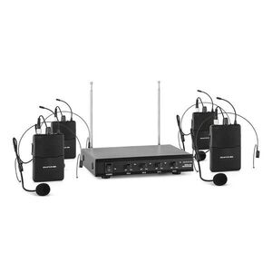 Auna Pro VHF-4-HS 4-csatornás VHF mikrofon készlet, 4x headset, 50m kép
