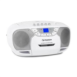 Auna BeeBerry Boom Box, fehér, boombox, hordozható rádió, CD/MP3 lejátszó, kazettás lejátszó kép