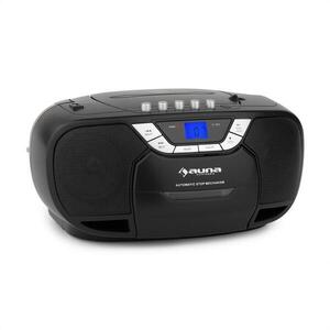 Auna Beeboy Boom Box, fekete, boombox, hordozható rádió, CD/MP3 lejátszó, kazettás lejátszó kép