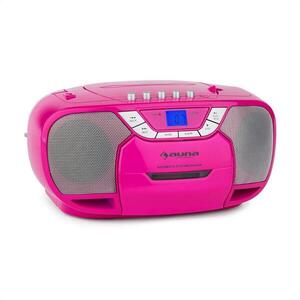 Auna BeeGirl Boom Box, rózsaszín, boombox, hordozható rádió, CD/MP3 lejátszó, kazettás lejátszó kép
