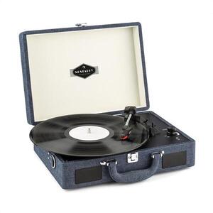 Auna Peggy Sue retró lemezjátszó, LP lemezek, USB, farmerszövet szín kép