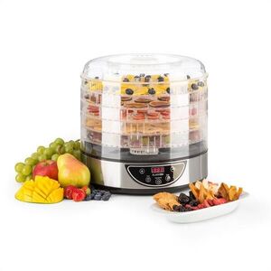 Klarstein Fruitower D gyümölcsszárító gép, 35-70°C, időzítő, 5 polc, 200-240W, nemesacél kép