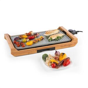 Klarstein Tenderloin grillező, 1800W, tapadásmentes bevonat, zsírgyűjtő tál, bambusz, szürke kép