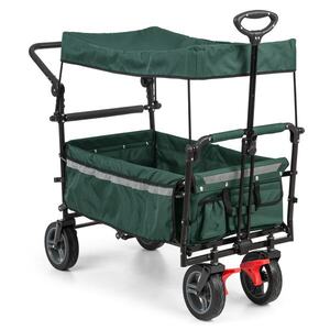 Waldbeck Easy Rider, kézikocsi tetővel, max. 70 kg, teleszkópos rúd, zöld kép