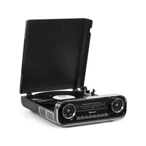 Auna Challenger, LP lemezjátszó, bluetooth, VHF-rádió, USB, fekete szín kép