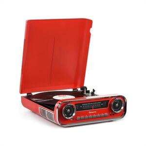 Auna Challenger, LP gramofon, bluetooth, VHF-rádió, USB, piros kép