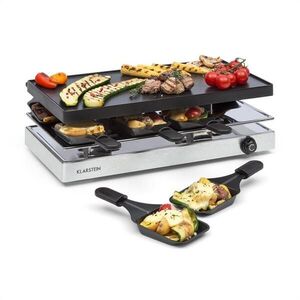 Klarstein Gourmette, raclette grillező, 1200 W, alumínium grill lemez, 8 személy, nemesacél kép