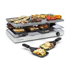 Klarstein Gourmette, raclette grillező, 1200 W, természetes kő grill lemez, 8 személy, nemesacél kép