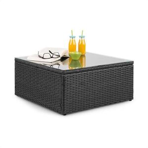 Blumfeldt Theia, polyrattan dohányzóasztal, üveglap, fekete kép