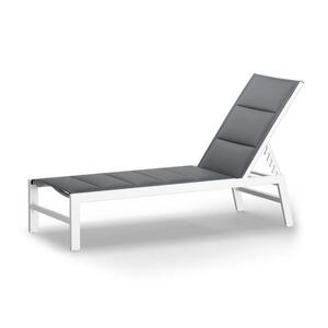 Blumfeldt Renazzo Lounge, kerti fekvőszék, 70/30 PVC/PE, alumínium, 6 fokozat, fehér/szürke kép