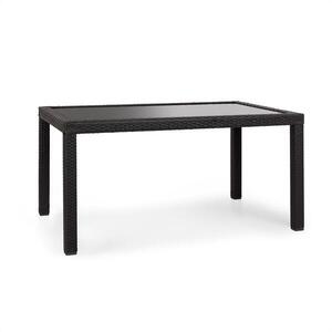 Blumfeldt Peniche, kerti asztal, 150 x 90 cm, polyrattan, alumínium, üveg, fekete kép