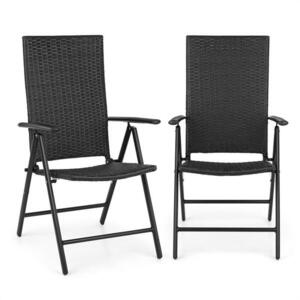 Blumfeldt Estoril, kerti szék, polyrattan, alumínium, 7 fokozat, összecsukható, fekete kép
