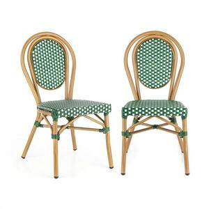Blumfeldt Montpellier GR, bisztró szék, egymásra rakhatók, alumínium keret, polyrattan, zöld kép